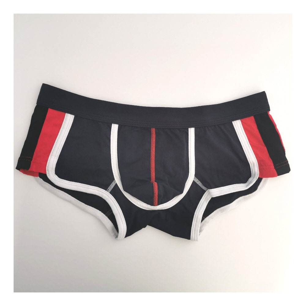 Men's brief short navy color with white tr…